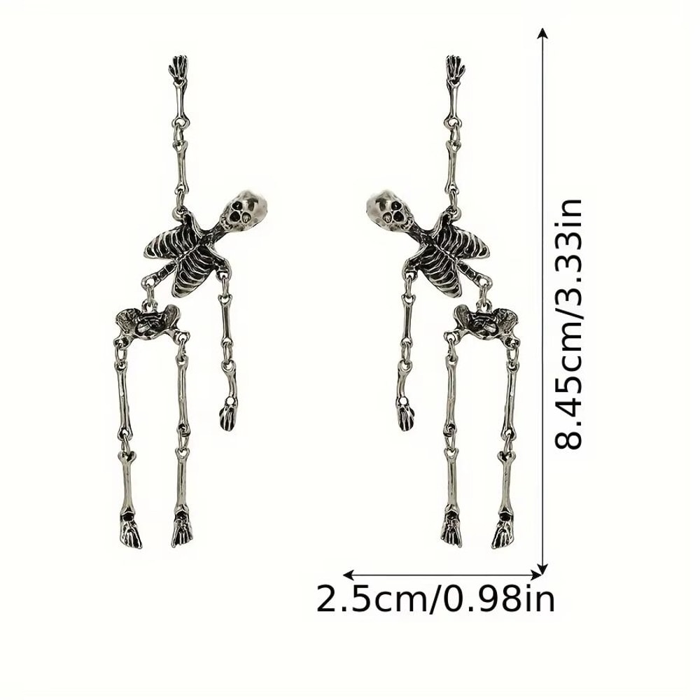 Halloween Skull Earrings Silver Or Bronze Pair For Party And Costume 6