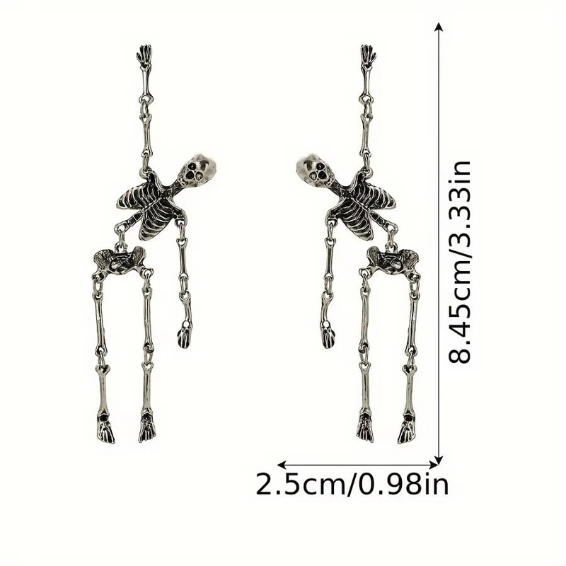 Halloween Skull Earrings Silver Or Bronze Pair For Party And Costume 6