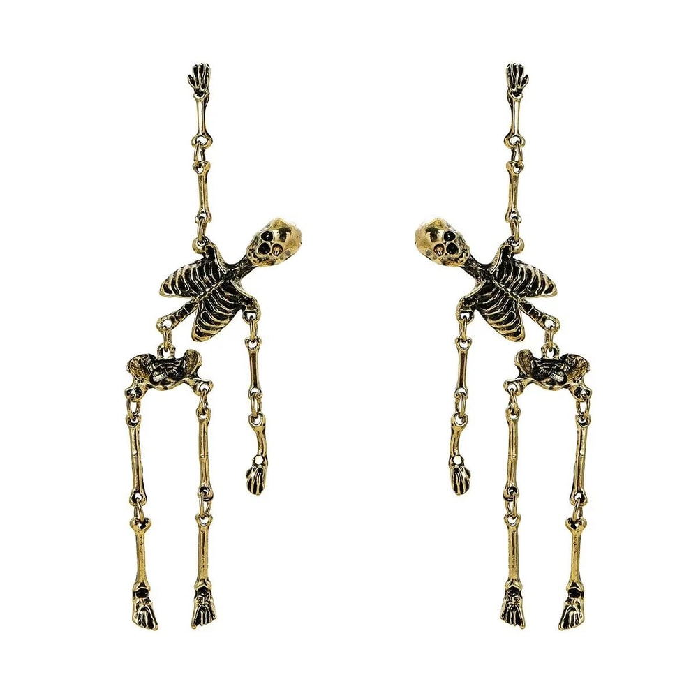 Halloween Skull Earrings Silver Or Bronze Pair For Party And Costume 7