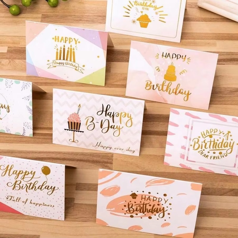 10Piece Happy Birthday Greeting Cards Random Styles Folded Party Message Cards 0