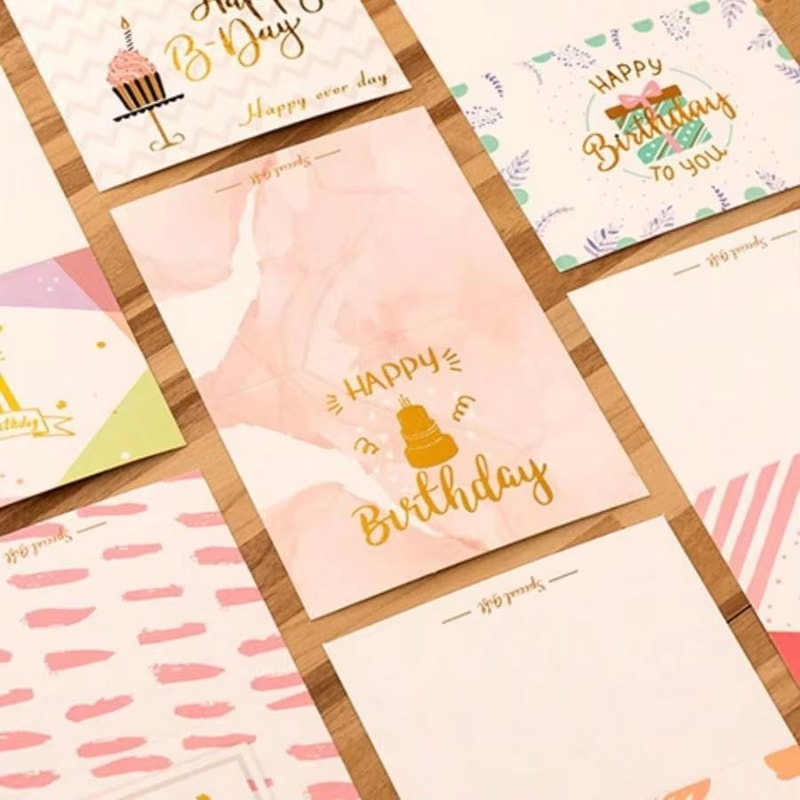 10Piece Happy Birthday Greeting Cards Random Styles Folded Party Message Cards 1