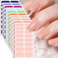 16-piece solid color nail stickers - pink & nude disposable nail polish film