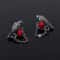 Red And Black Crow Earrings Vintage Dark Style Pair 1
