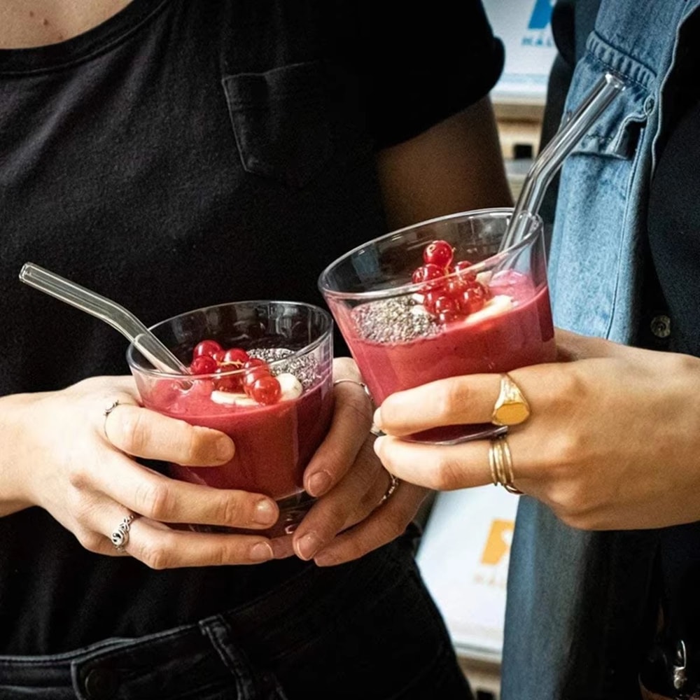 Premium Reusable Glass Straws Set With Cleaning Brushes 1