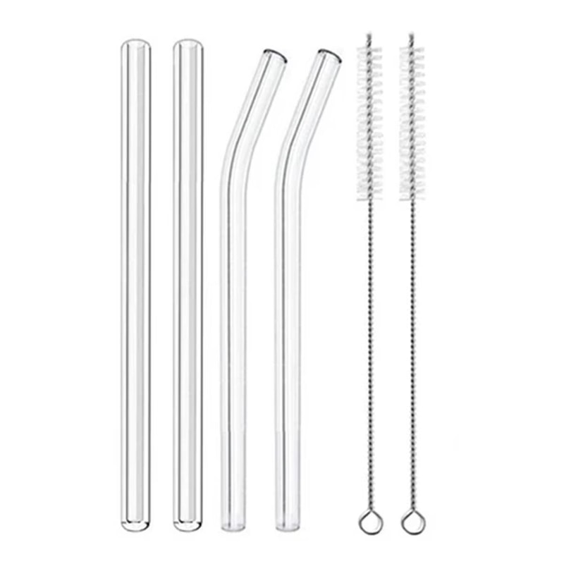 Premium Reusable Glass Straws Set With Cleaning Brushes 6
