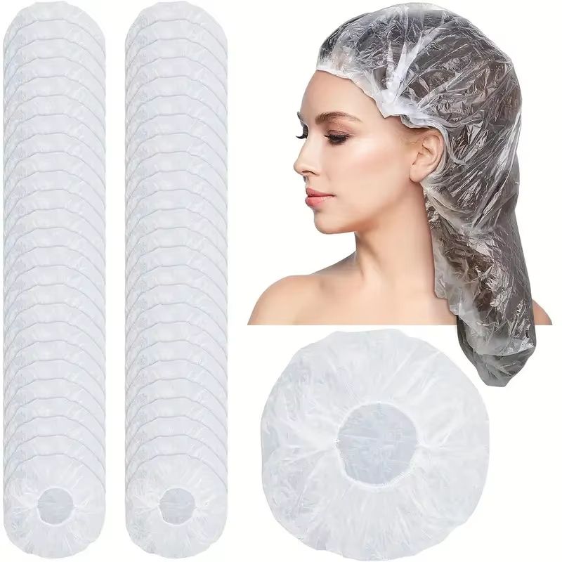 Extra Large Thick Disposable Shower Caps 50Pack For Travel Spa Use 0