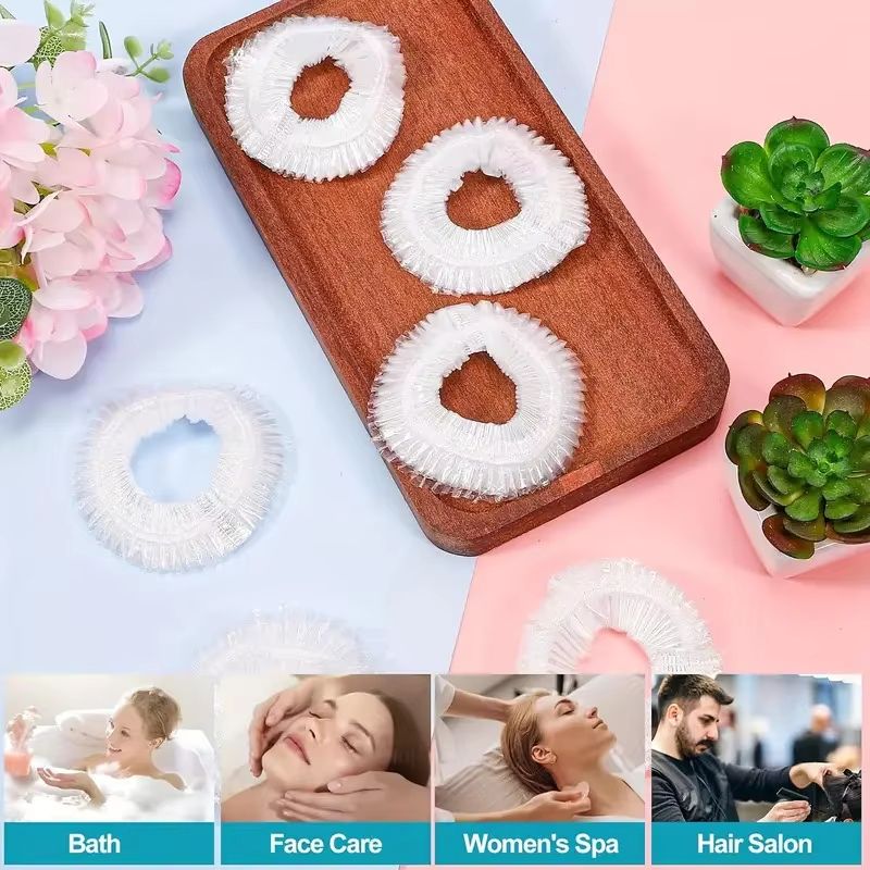 Extra Large Thick Disposable Shower Caps 50Pack For Travel Spa Use 3