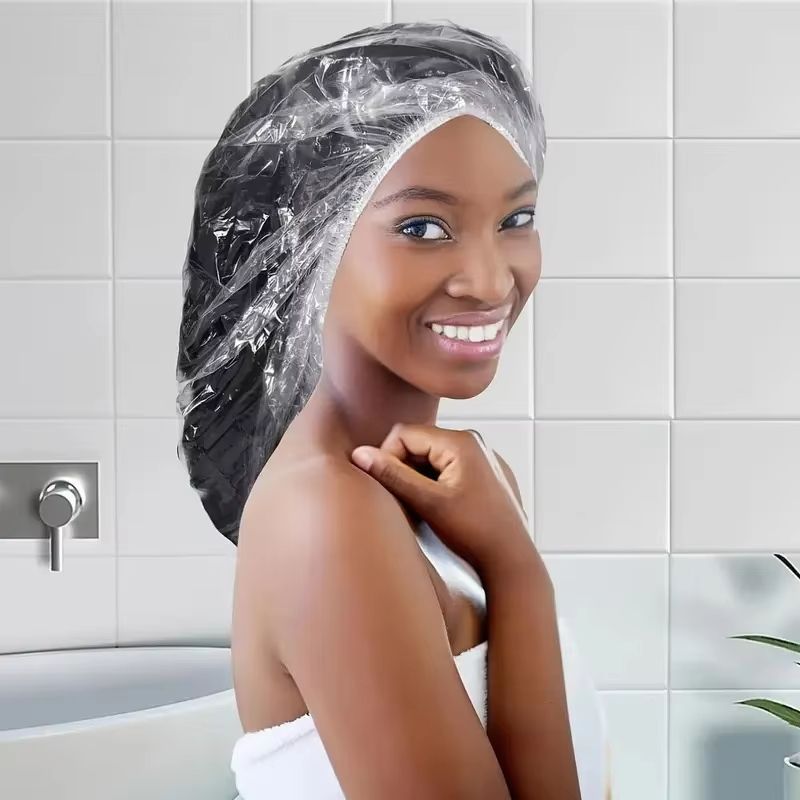 Extra Large Thick Disposable Shower Caps 50Pack For Travel Spa Use 5