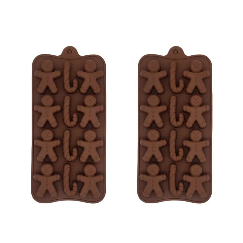 Christmas Baking Chocolate Molds Set Gingerbread Man Cane Shapes 5