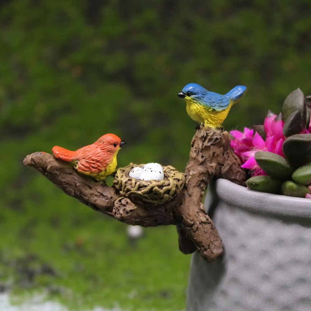 Mini Succulent Flower Pot Bird Pendant Garden Aquarium Decoration 0
