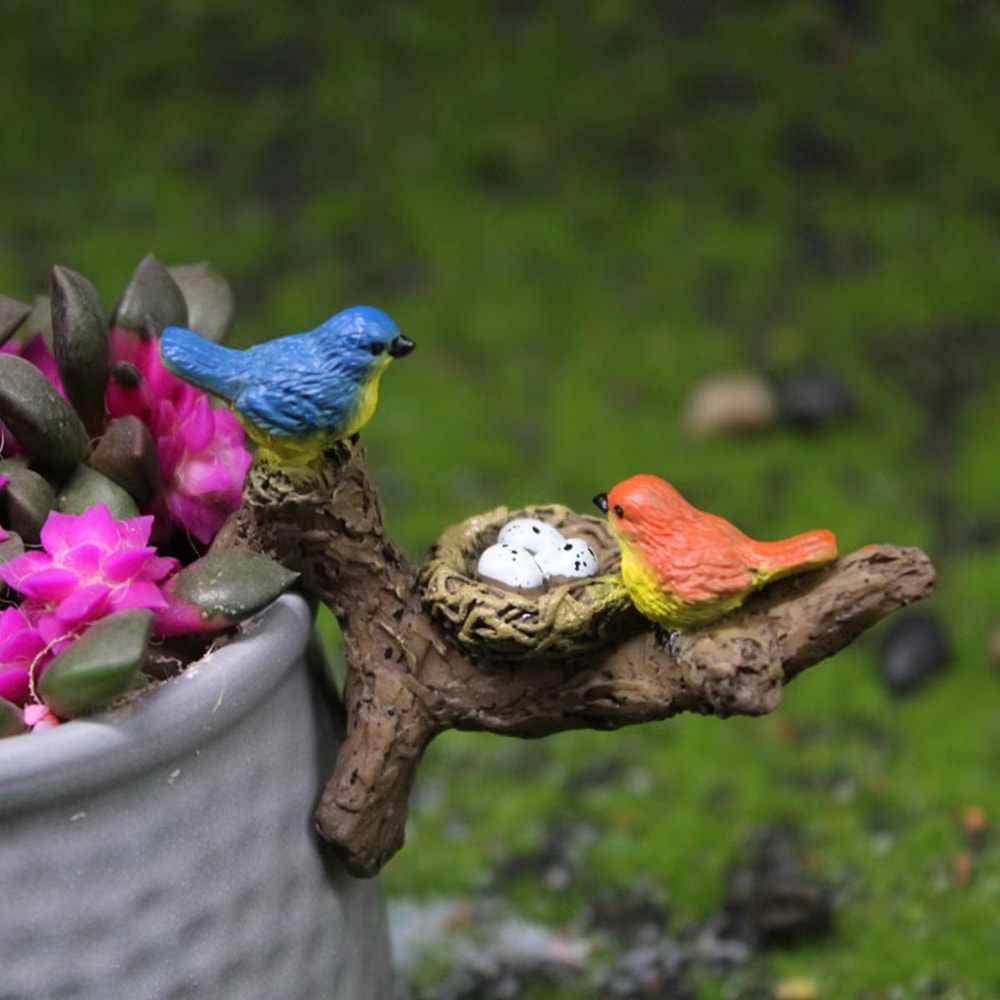 Mini Succulent Flower Pot Bird Pendant Garden Aquarium Decoration 2