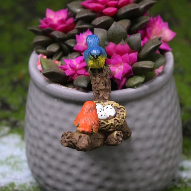 Mini Succulent Flower Pot Bird Pendant Garden Aquarium Decoration 4