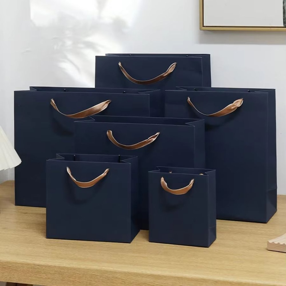 Retro Navy 3Pack Fashion Gift Packaging Paper Bags For Boutique Retail 0