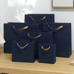 retro navy 3-pack fashion gift packaging paper bags for boutique & retail