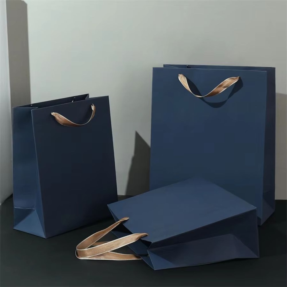 Retro Navy 3Pack Fashion Gift Packaging Paper Bags For Boutique Retail 3