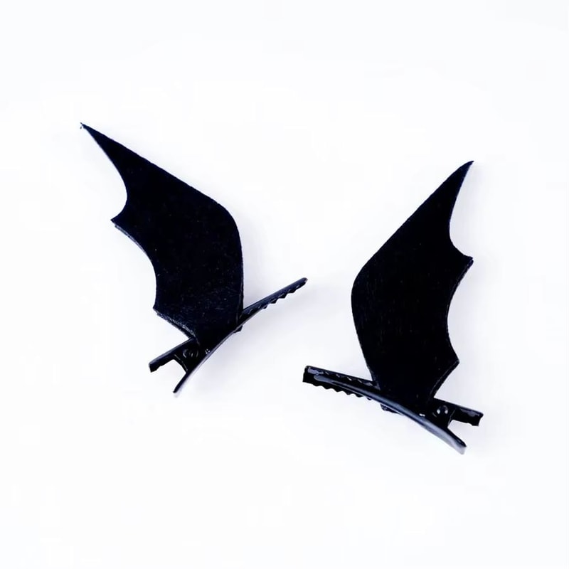 Halloween Black Wing Hair Clips 2Pack Bat Demon Duckbill Costume Accessories 0