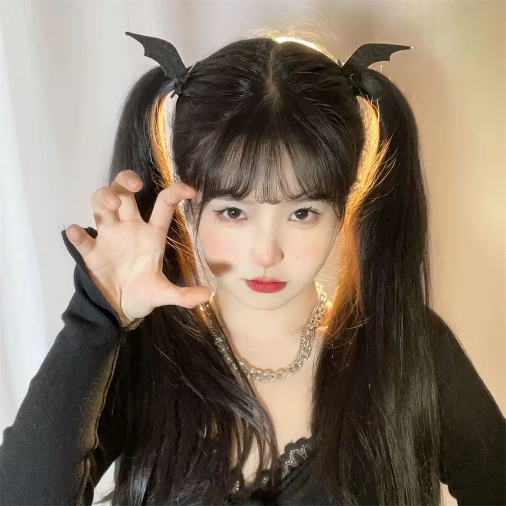 Halloween Black Wing Hair Clips 2Pack Bat Demon Duckbill Costume Accessories 1