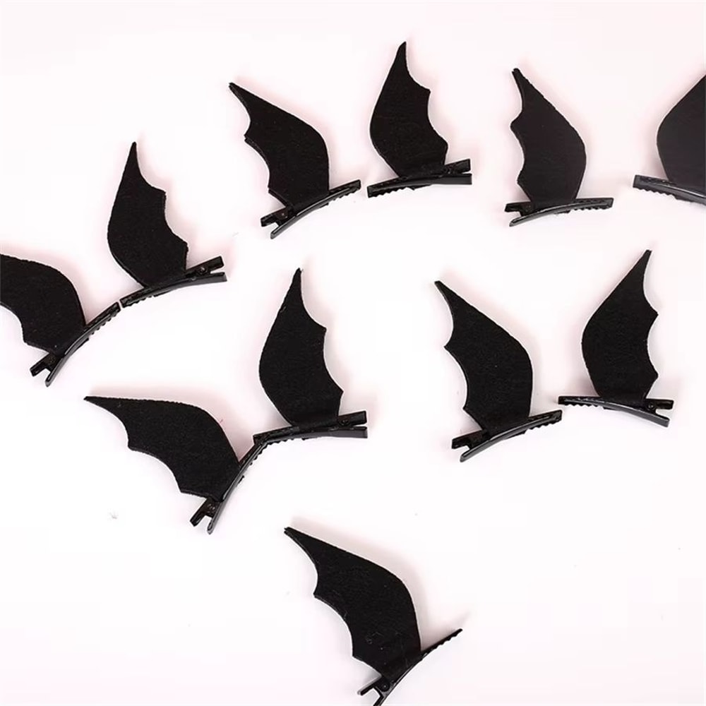 Halloween Black Wing Hair Clips 2Pack Bat Demon Duckbill Costume Accessories 3