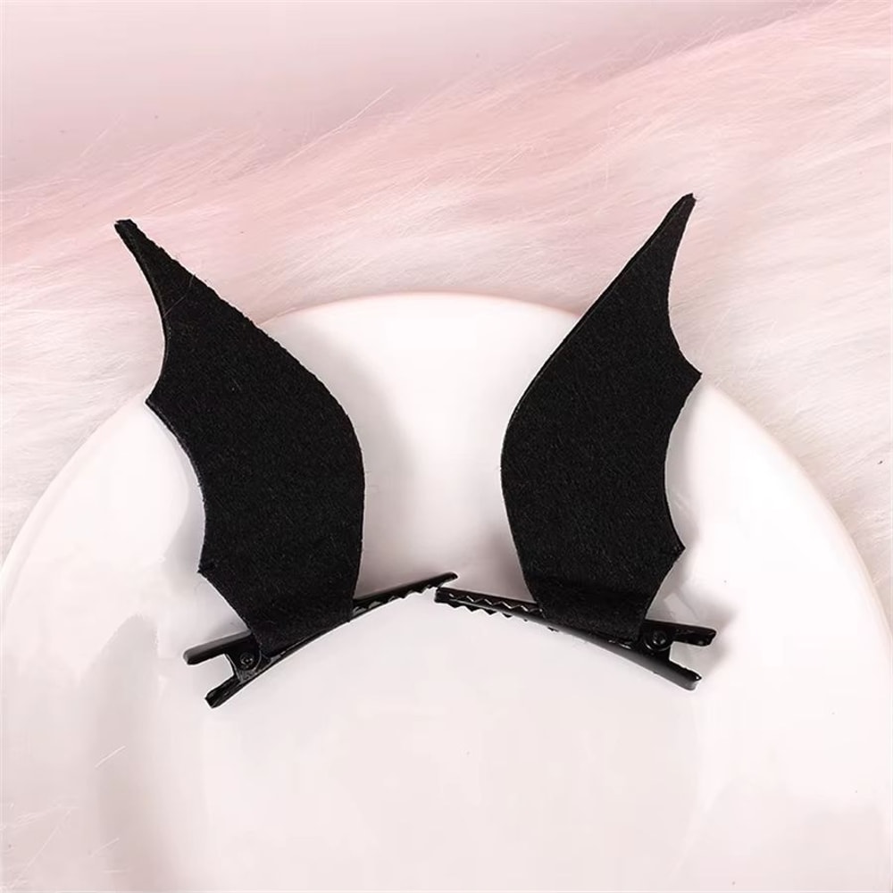 Halloween Black Wing Hair Clips 2Pack Bat Demon Duckbill Costume Accessories 4