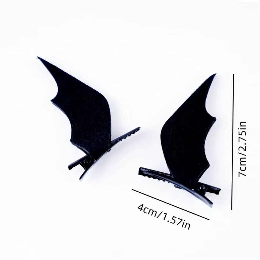 Halloween Black Wing Hair Clips 2Pack Bat Demon Duckbill Costume Accessories 5