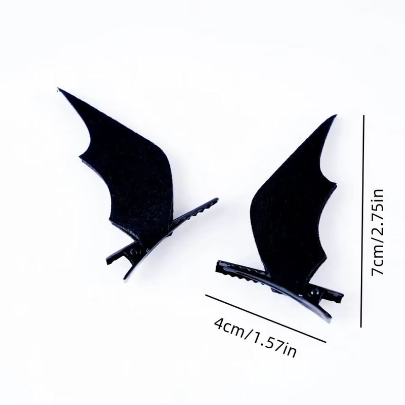 Halloween Black Wing Hair Clips 2Pack Bat Demon Duckbill Costume Accessories 5