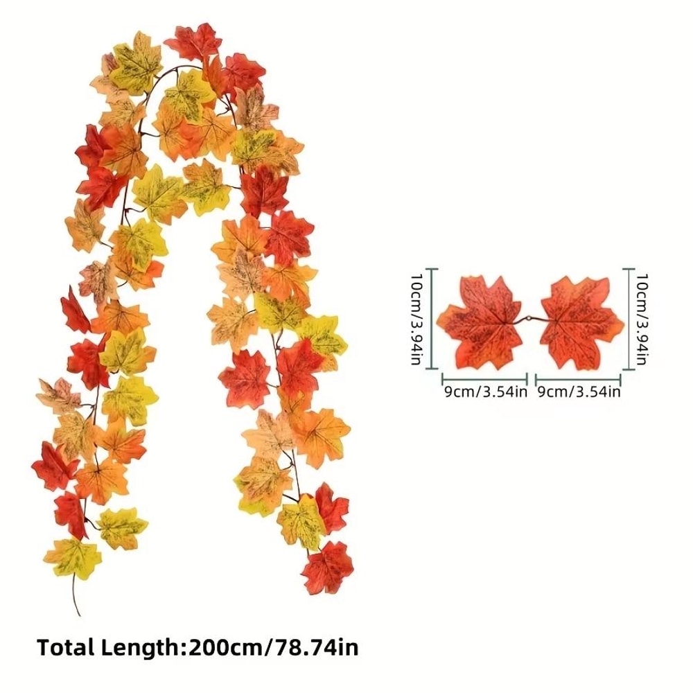 Autumn Maple Leaf Vine Garland For Halloween And Thanksgiving Decor 9