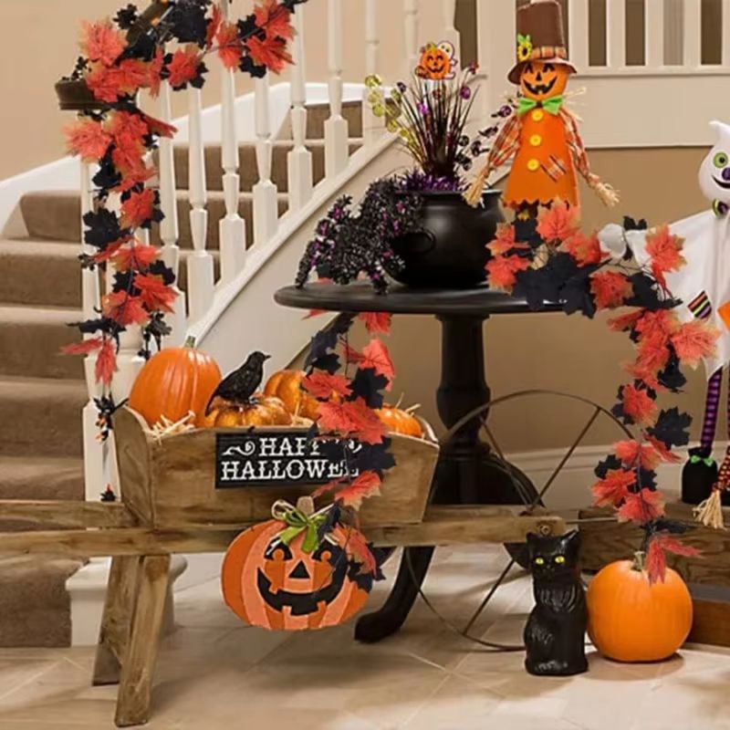 Autumn Maple Leaf Vine Garland For Halloween And Thanksgiving Decor 1