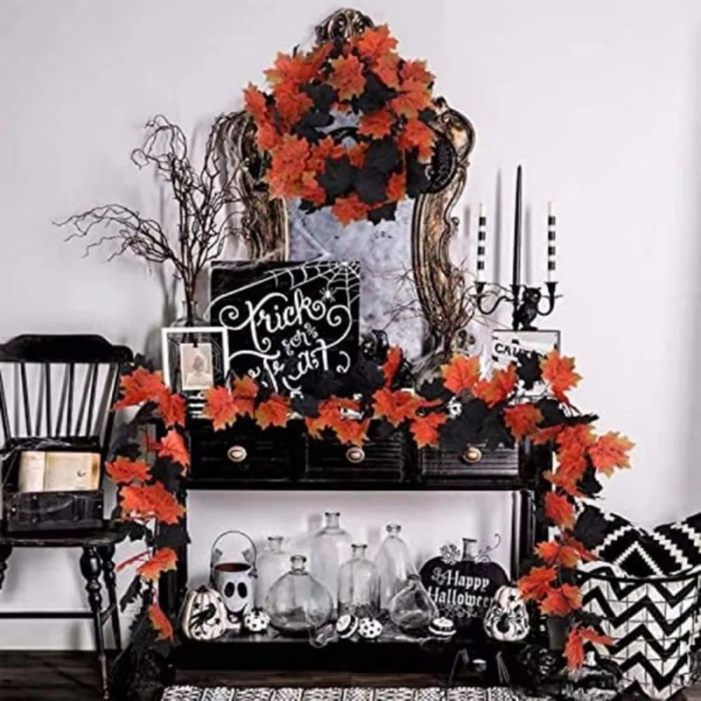 Autumn Maple Leaf Vine Garland For Halloween And Thanksgiving Decor 2
