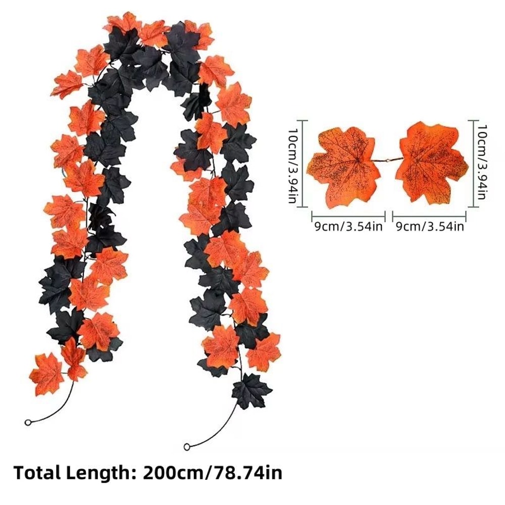 Autumn Maple Leaf Vine Garland For Halloween And Thanksgiving Decor 7