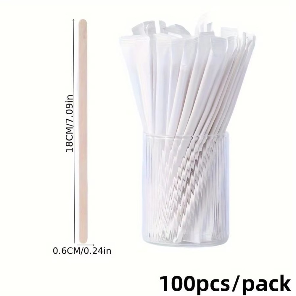 100Pack Disposable Wooden Coffee Stirring Sticks With ThreeHole Design 6
