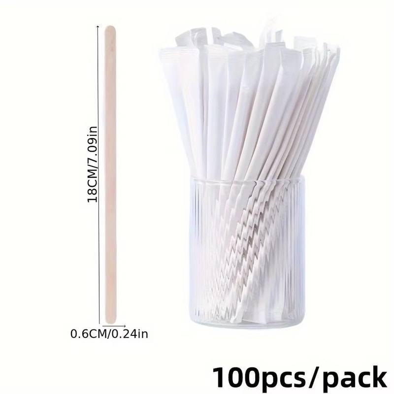 100Pack Disposable Wooden Coffee Stirring Sticks With ThreeHole Design 6
