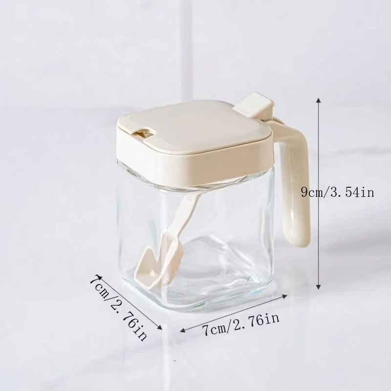 Clear Glass Spice And Seasoning Jar With Spoon For Kitchen Storage 5