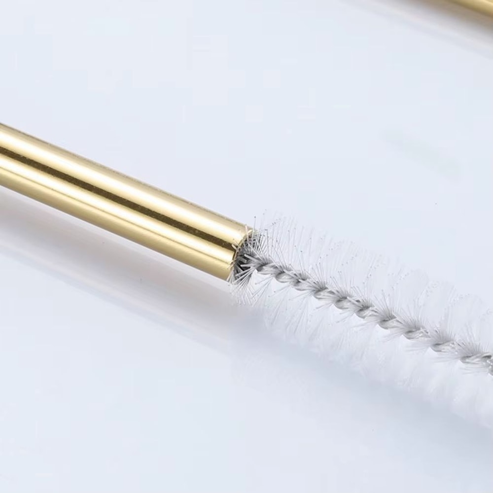 Set Of 4 Reusable Gold Metal Straws For Milk Tea Coffee Juice 1