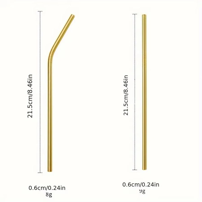 Set Of 4 Reusable Gold Metal Straws For Milk Tea Coffee Juice 5