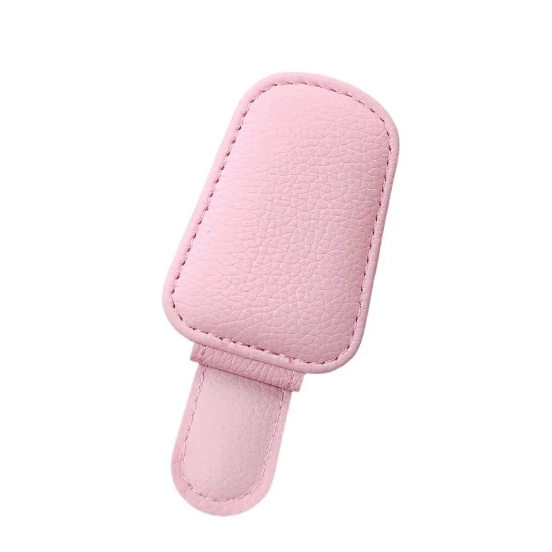 PU Leather Car Visor Clip Sunglasses And Card Organizer 6