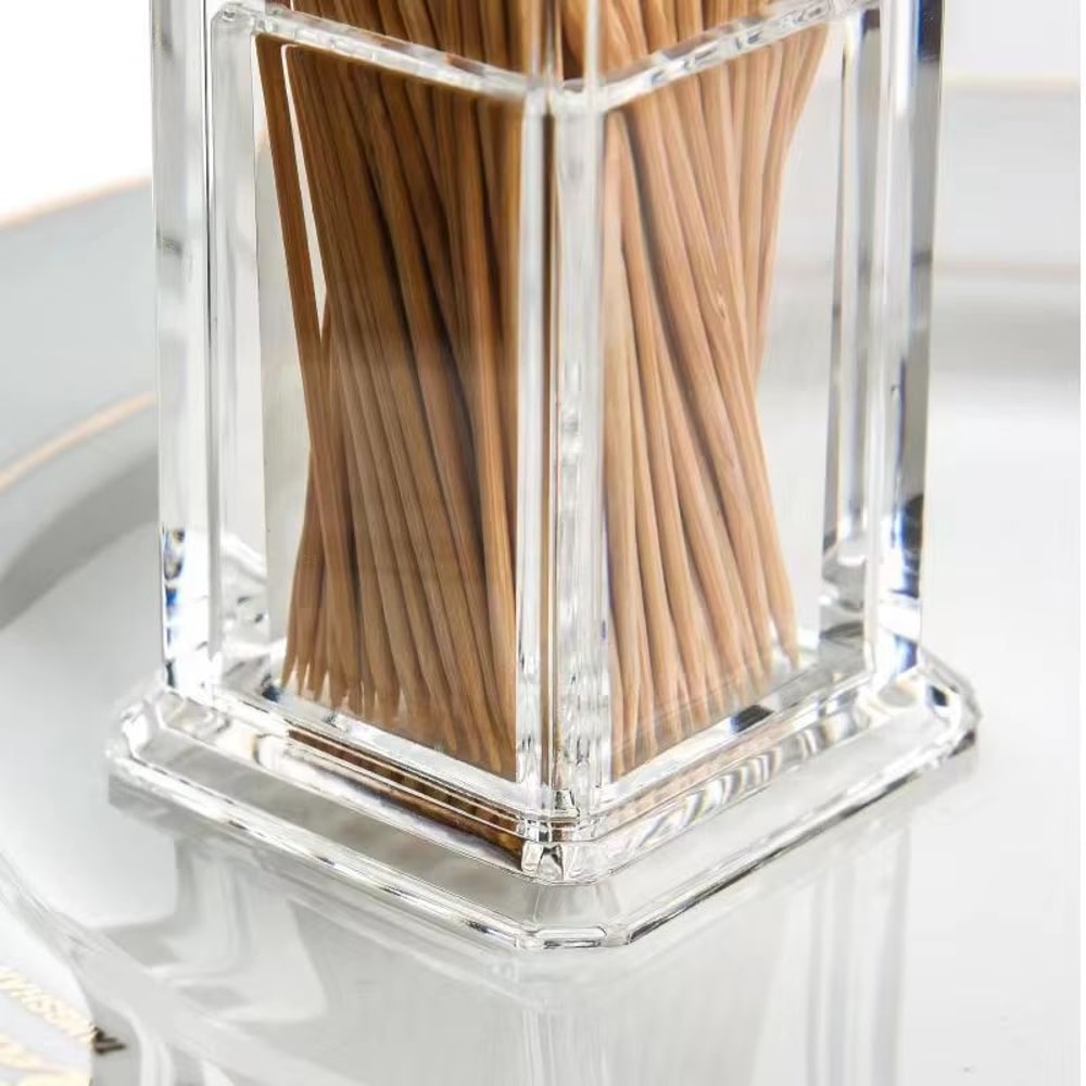 Thickened Clear Acrylic Toothpick Storage Box With Lid 1