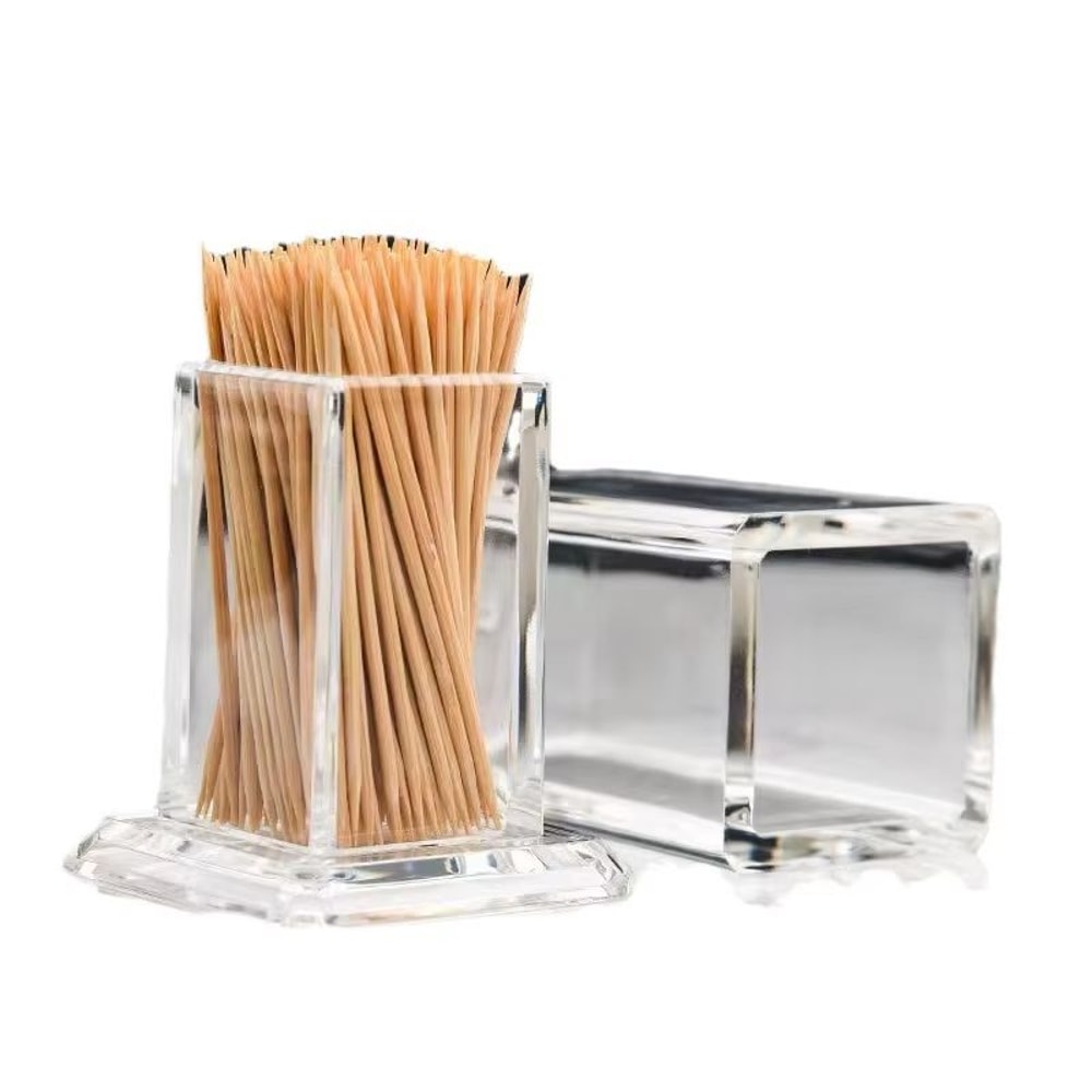 Thickened Clear Acrylic Toothpick Storage Box With Lid 4