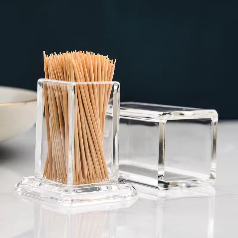 Thickened Clear Acrylic Toothpick Storage Box With Lid 5