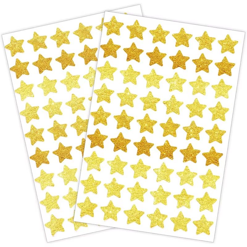 Gold FivePointed Star Reward Sticker Sheets For Kids And Teachers 0