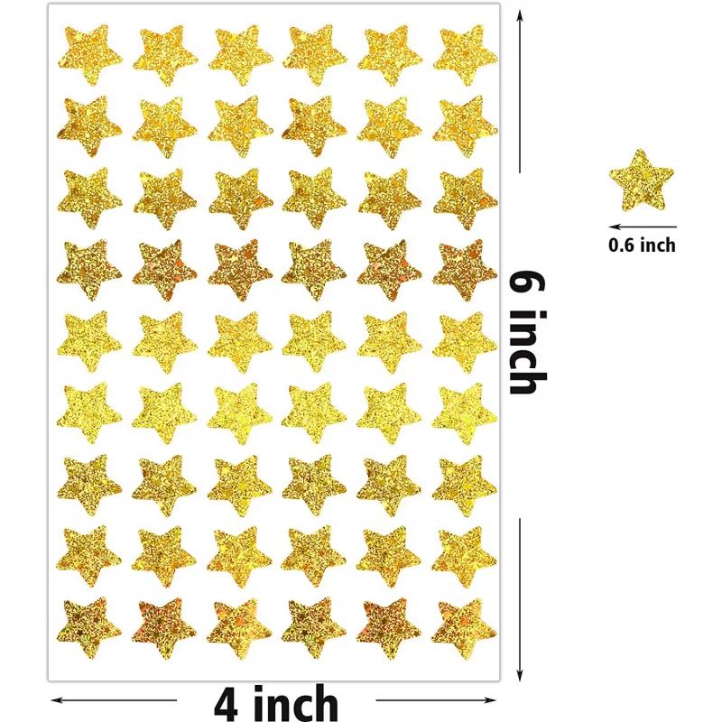Gold FivePointed Star Reward Sticker Sheets For Kids And Teachers 1
