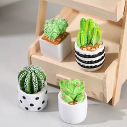 4pcs mini faux succulent potted ornaments for desktop diy decor