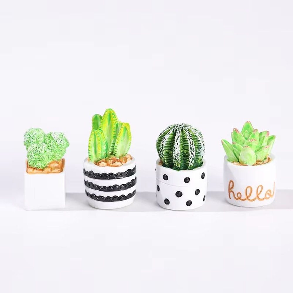 4pcs Mini Faux Succulent Potted Ornaments For Desktop DIY Decor 6