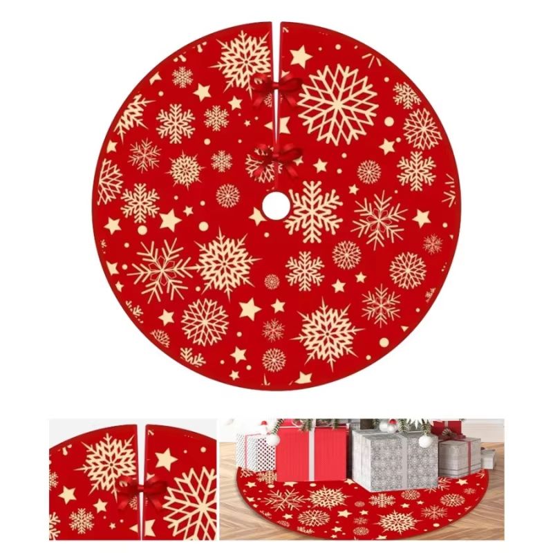Festive Christmas Tree Skirt Base Mat For Holiday Decoration 3