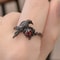 Halloween Dark Style Black Thorn Crow Adjustable Ring 0
