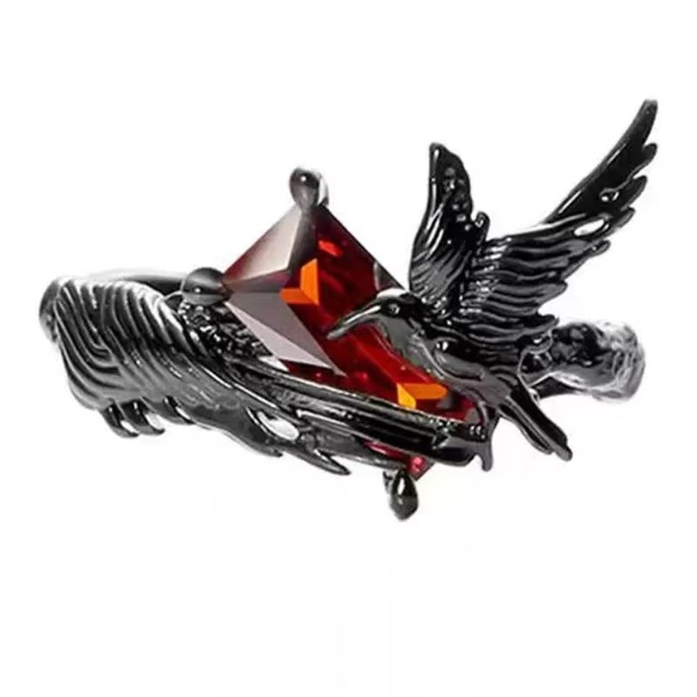 Halloween Dark Style Black Thorn Crow Adjustable Ring 6