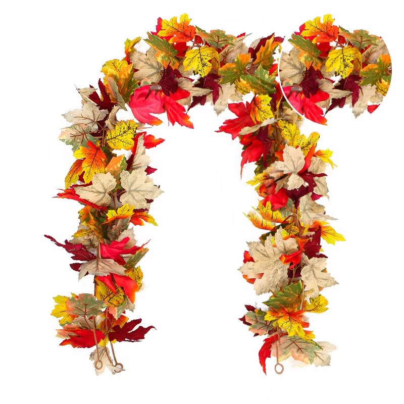 Artificial Maple Leaf Garland Autumn Holiday Decor 0