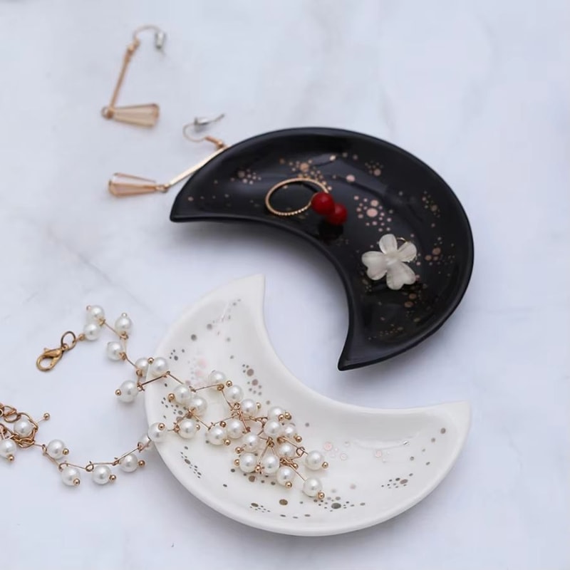 Crescent Moon Ceramic Jewelry Dish For Ramadan Eid Home Decoration 2