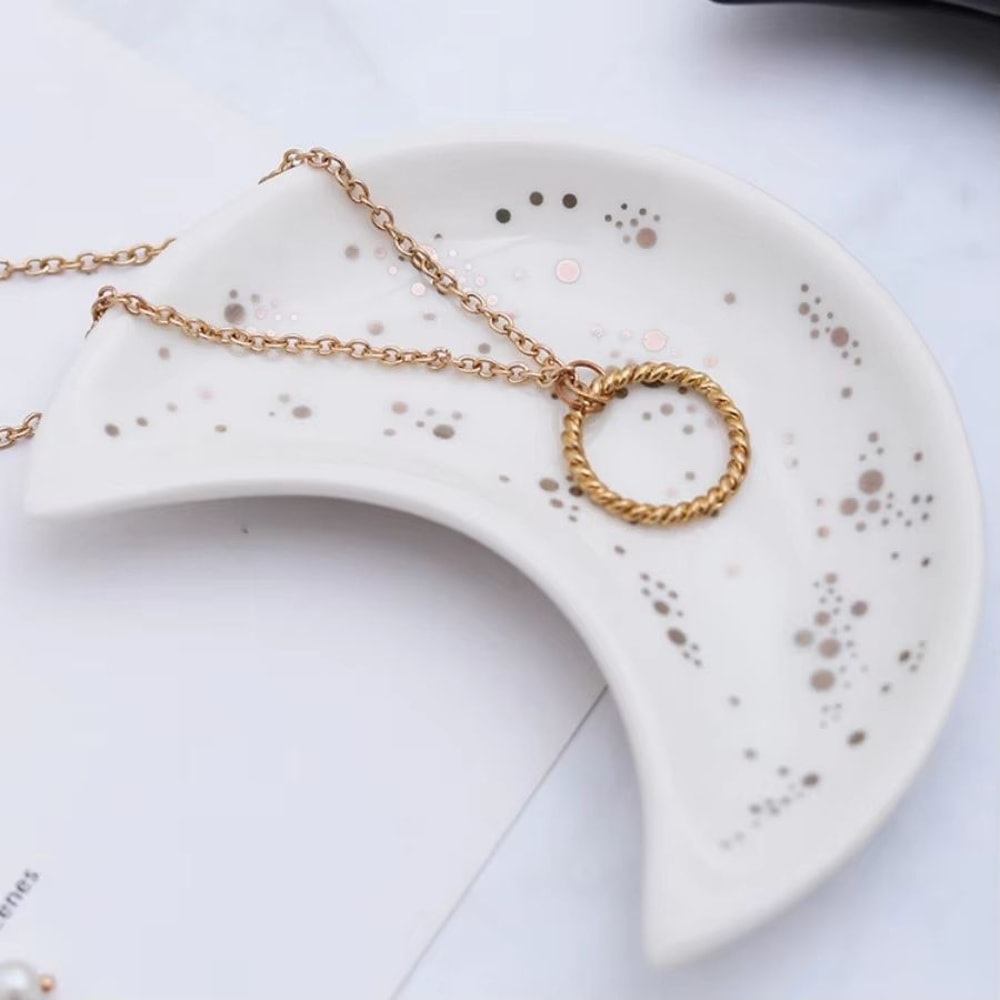Crescent Moon Ceramic Jewelry Dish For Ramadan Eid Home Decoration 3