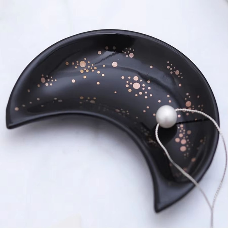 Crescent Moon Ceramic Jewelry Dish For Ramadan Eid Home Decoration 4