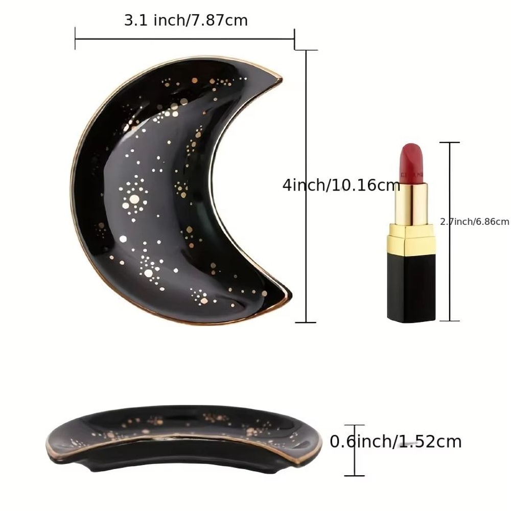 Crescent Moon Ceramic Jewelry Dish For Ramadan Eid Home Decoration 5